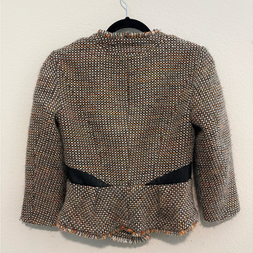 Karen Millen Brown Multi-Tone Tweed Peplum Blazer with Fringed Trim - Picture 5 of 7
